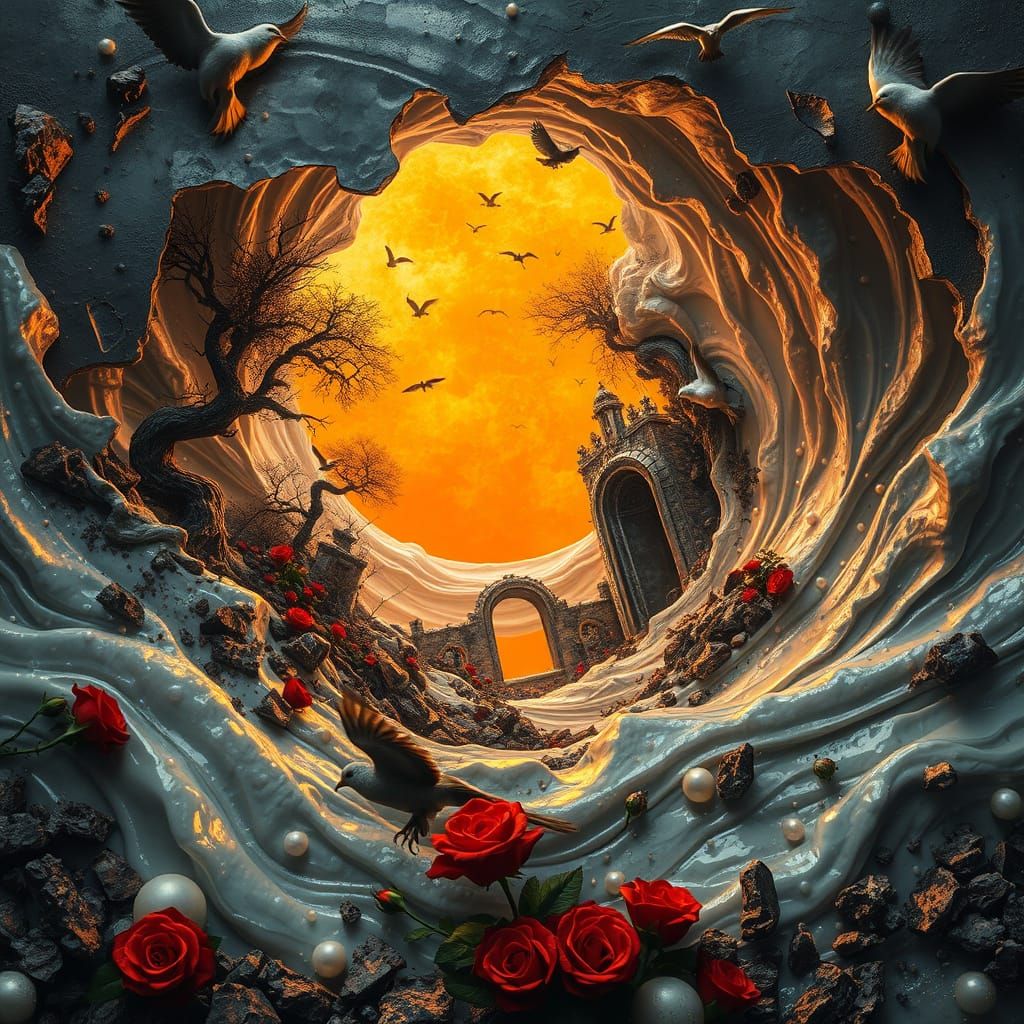 Fractured Pearl World in Molten Vortex