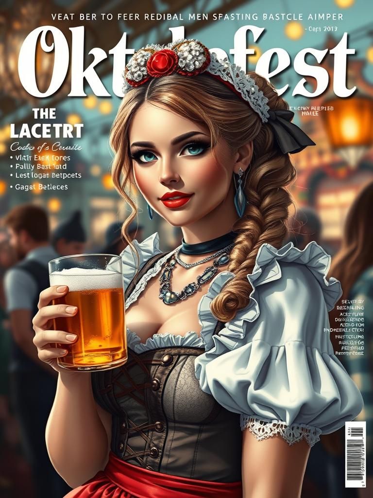 Oktoberfest Magazine Cover Art: Bavarian Beer Maid