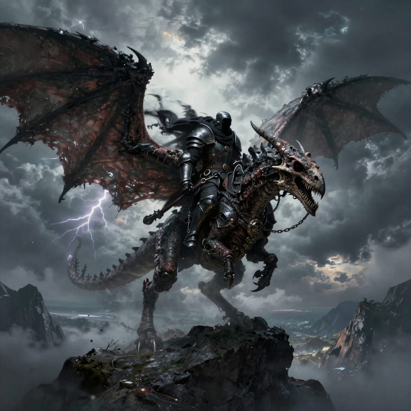 Terrifying Aerial Predator and Armored Rider on Mountain Cra...