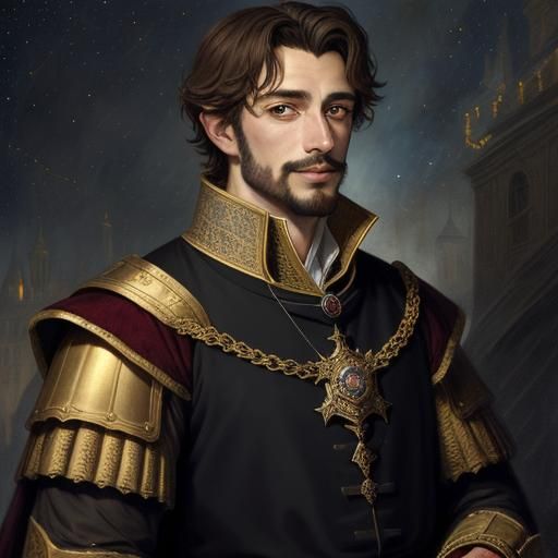 Young King Henry IV Portrait in Dark Starry Sky