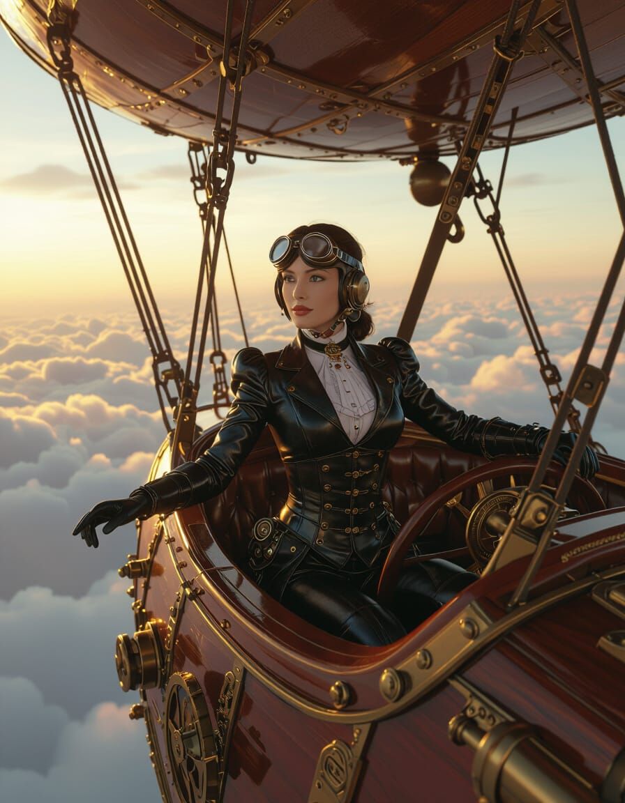 Steampunk Airship Pilot in Victorian Attire