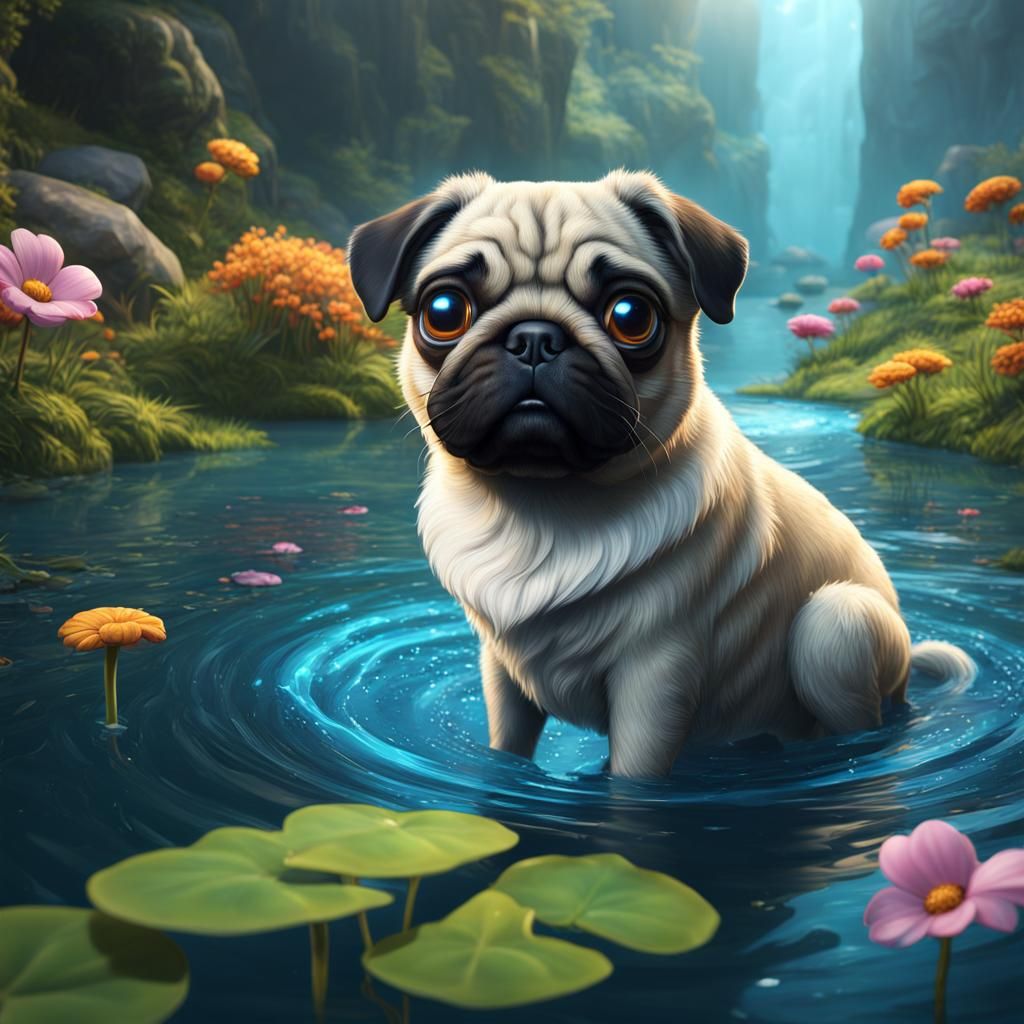 Water Pug: Detailed Fantasy Concept Art
