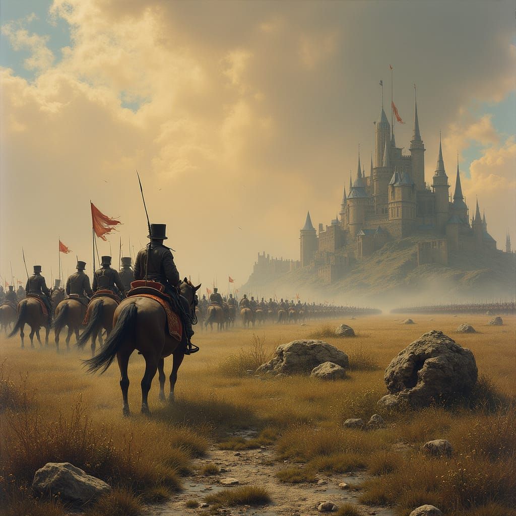 Napoleonic Battlefield in Dark Romanticism Style