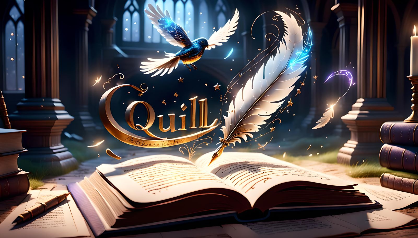 Magical Quill Illustrating a Storybook Scene