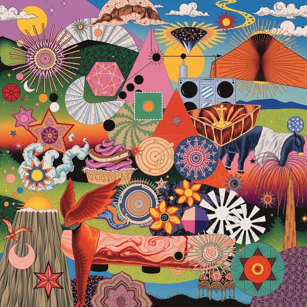 Dreamlike Cosmos with Celestial Bodies in Surreal Style