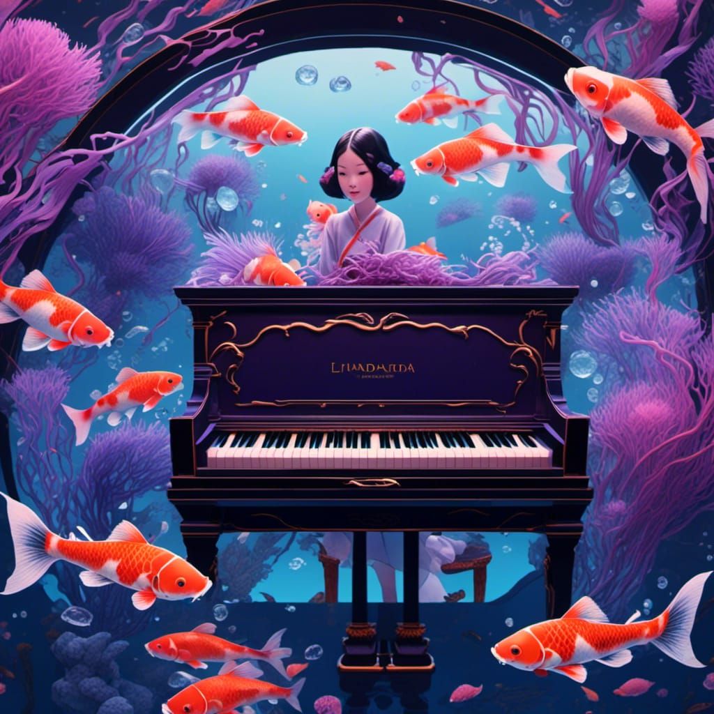 Crystal Piano in Bioluminescent Aquarium: Film Still