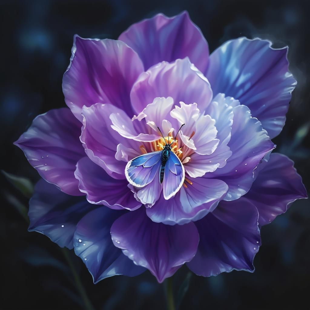 Butterfly on Flower in Soft Focus Watercolor