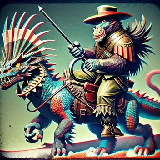 Anaglyph Ape Conquers Majestic Dragon