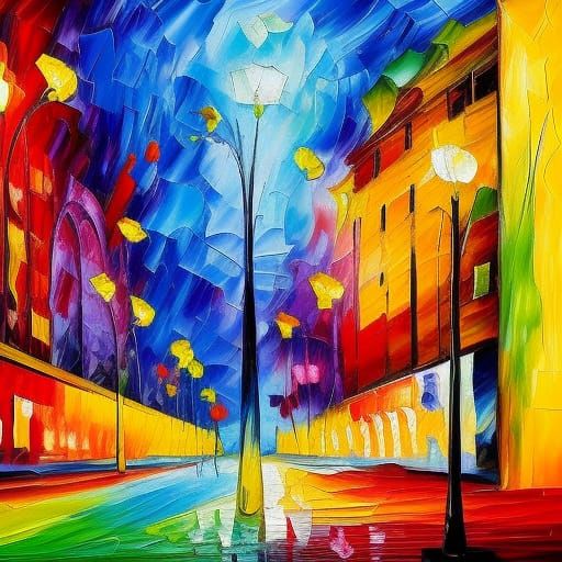 Metro Station in Expressionist Oil Painting Style