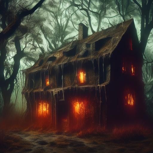 Eerie Whateley Farmhouse on a Dark Halloween Night