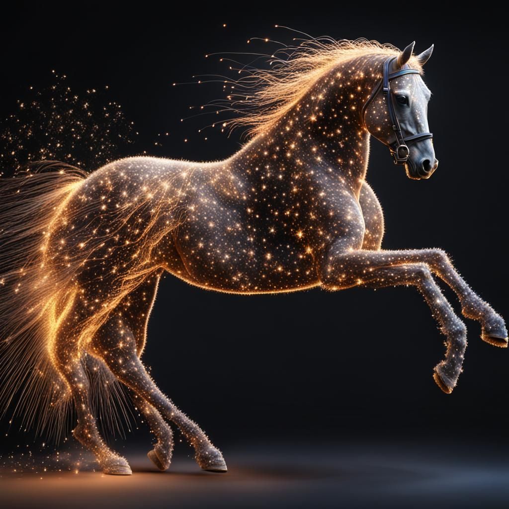 Dynamic Fireworks Arabian Horse in 3D