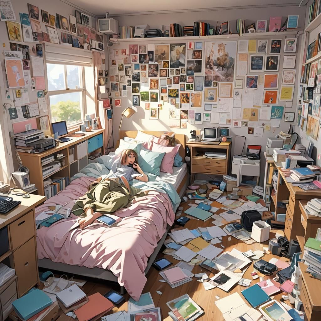 Teen Girl's Room in Anime Style