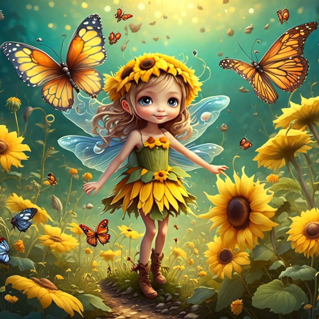 Sunflower Fairy in Enchanted Field