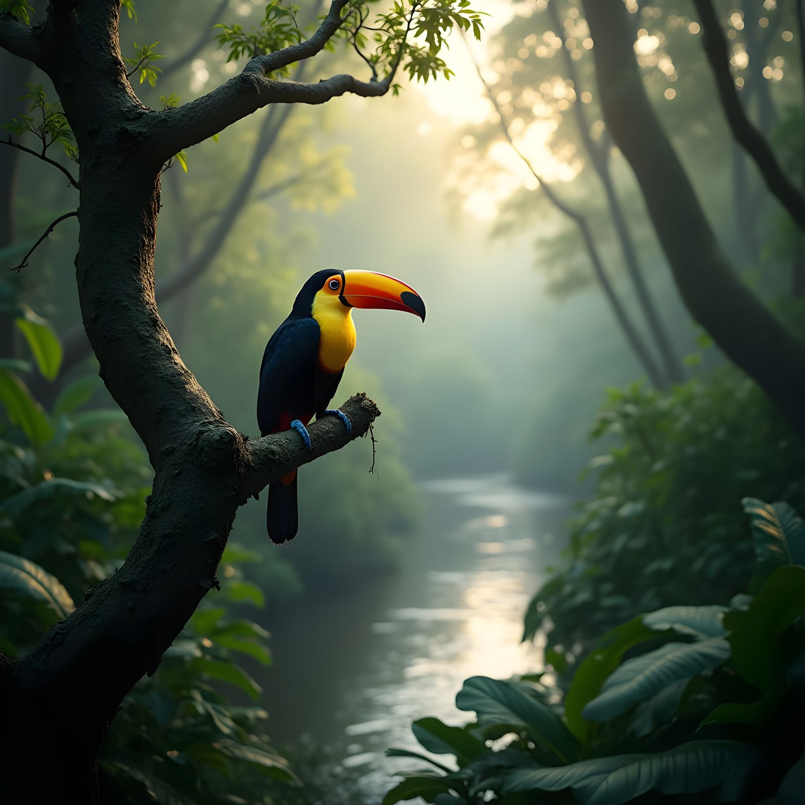 Amazonian Toucan Amidst Jungle Majesty