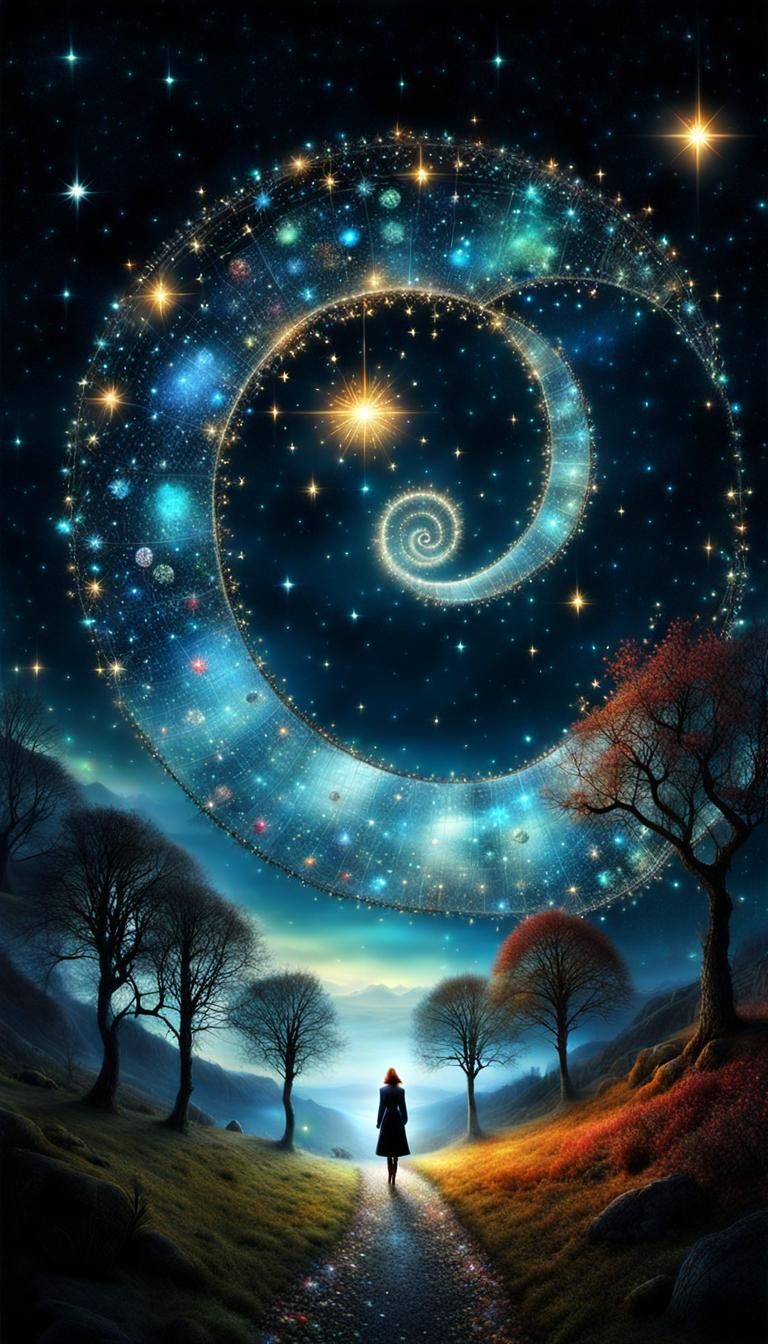 Surreal Constellation Portal with Diamond Star