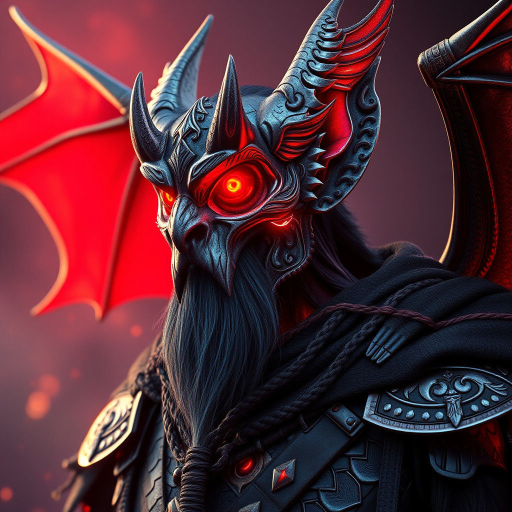 Bat-Viking Hybrid Portrait in Hyperrealistic Art Nouveau Sty...