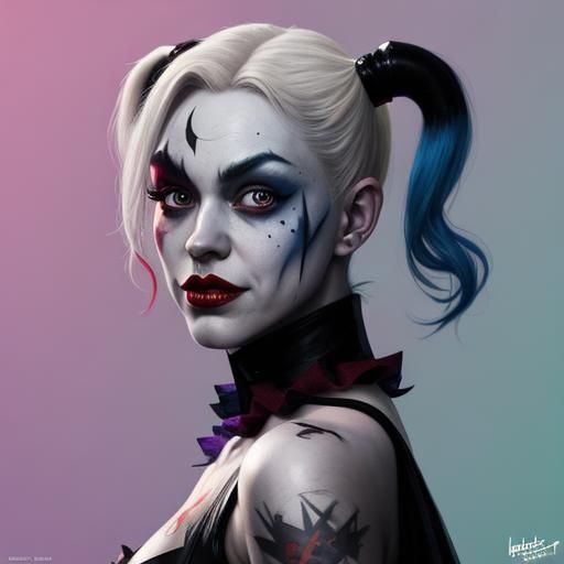 Hyperrealistic Batboy Harley Quinn Splash Art