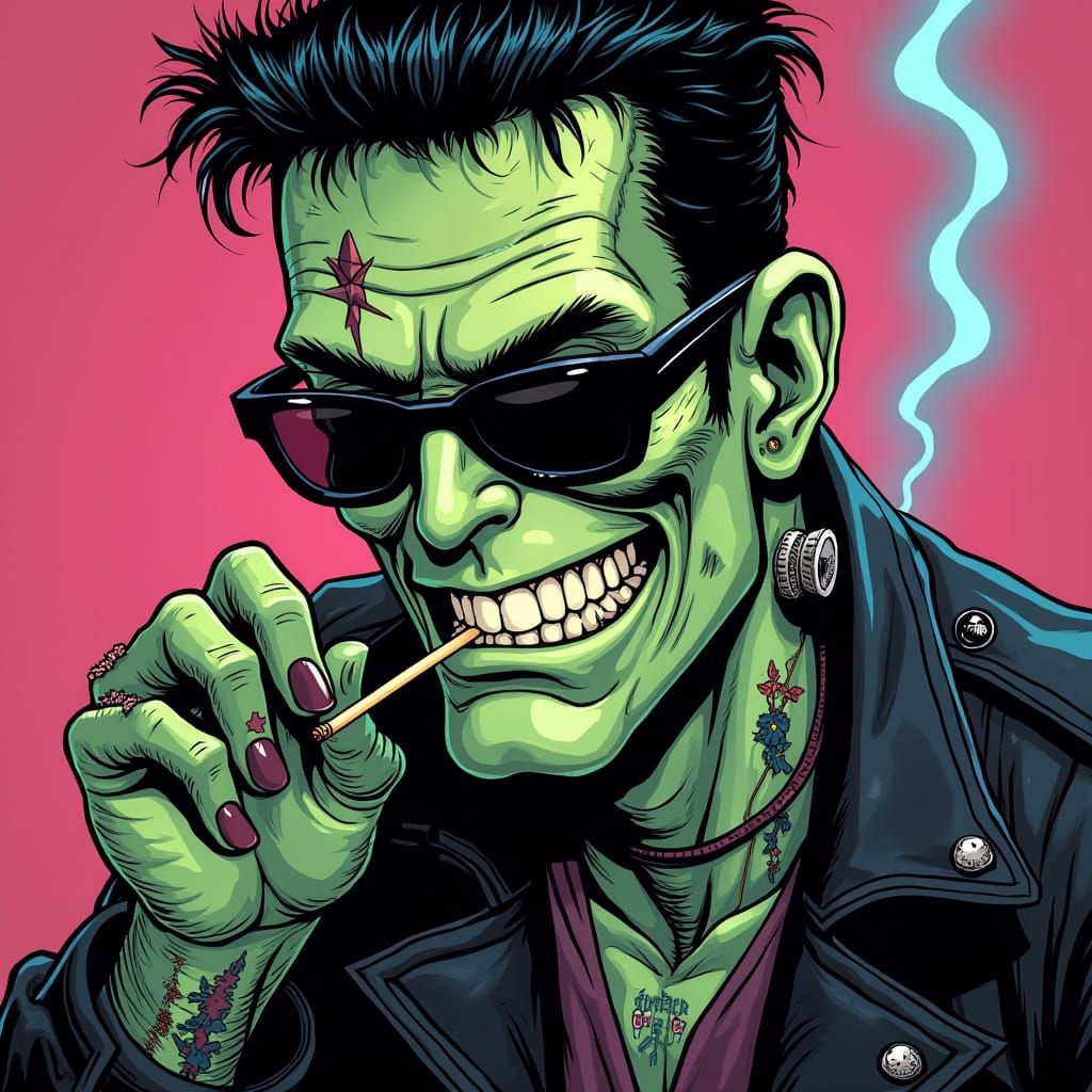 Greaser Frankenstein with Tattoos in Ogabel Style