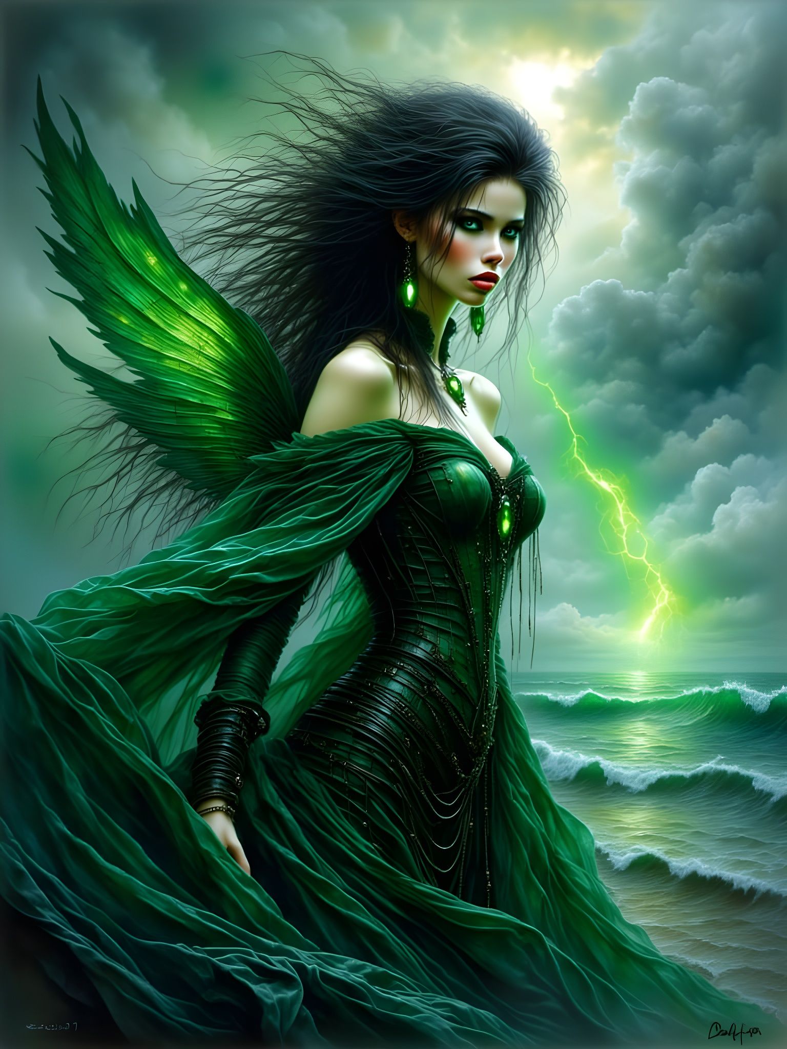 Majestic Faerie Queen Casts Epic Wind Spell in Turbulent Tem...
