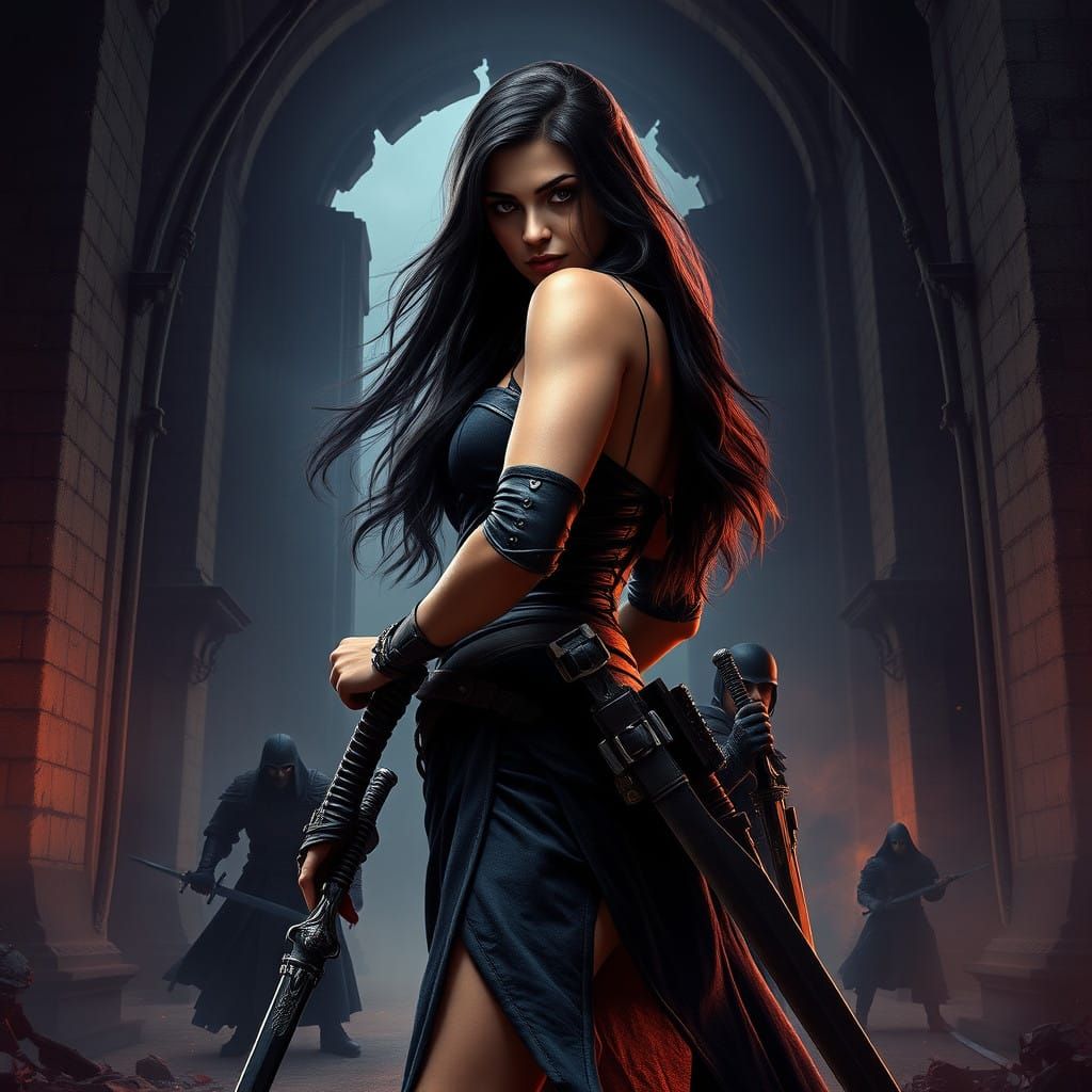 Ethereal Warrior Unfolds Amidst Ancient Ruins