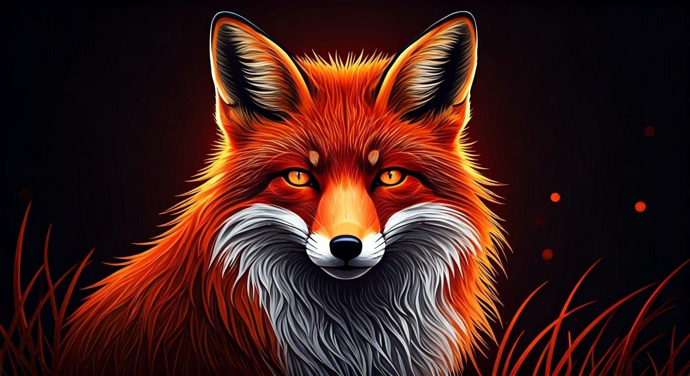 Neon Fox Head in Electric Colors