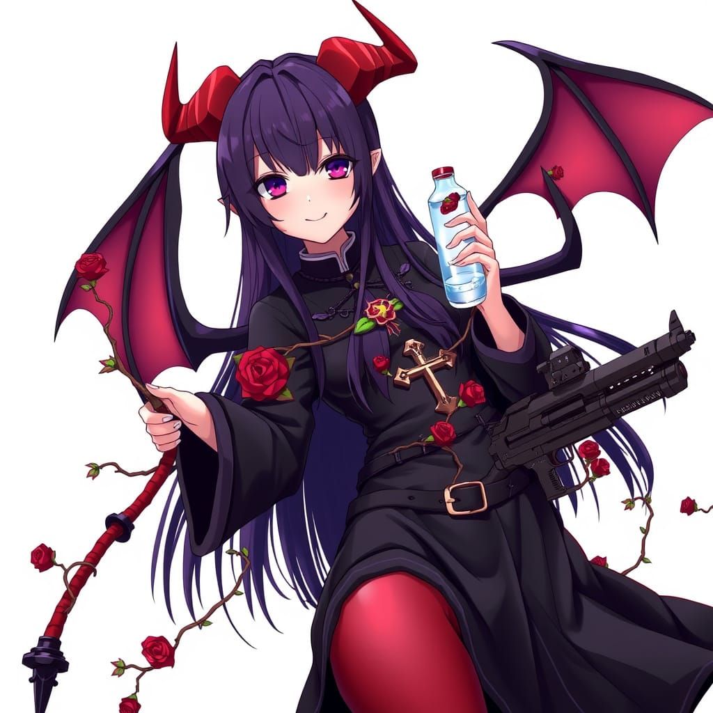 Dark Fantasy Anime Girl with Exaggerated Aesthetics