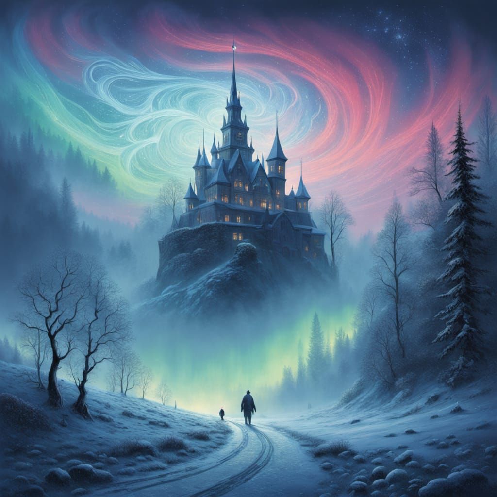 Ethereal Demon amidst Luminous Aurora