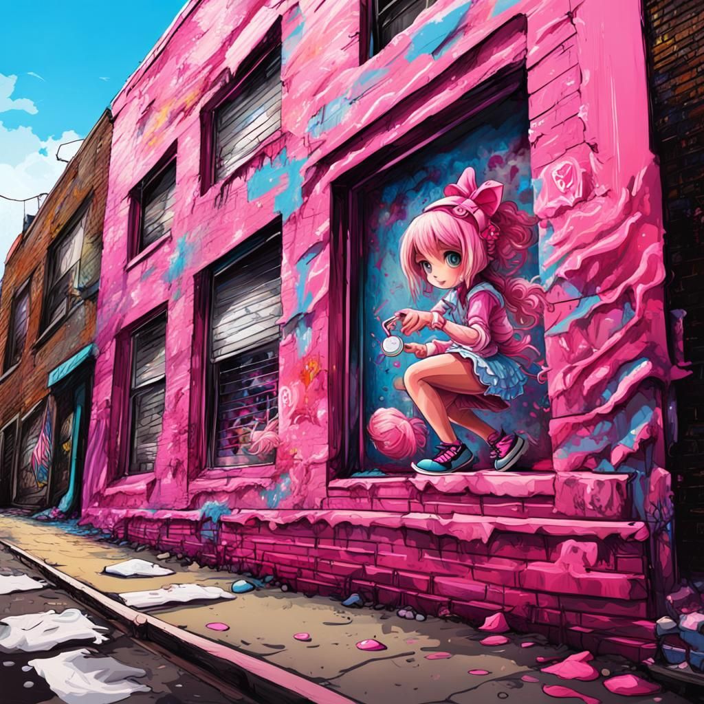 Pink Sissymaid Fairy in Bronx Graffiti Art