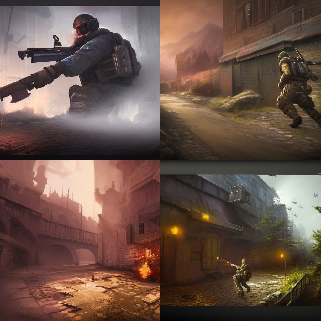 Detailed Matte Painting of Counter Strike in 8K