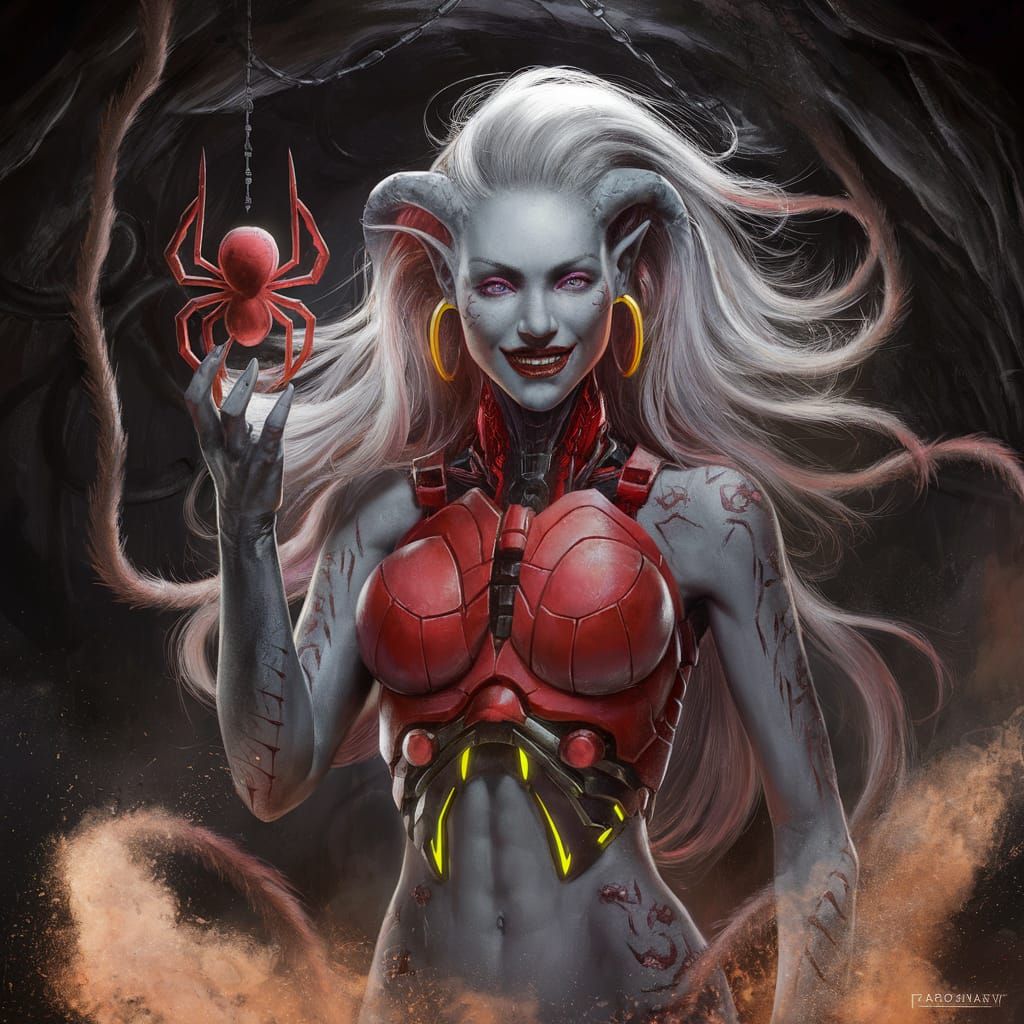 Drow Priestess of the Spider Queen: Hyper-Realistic Splash A...