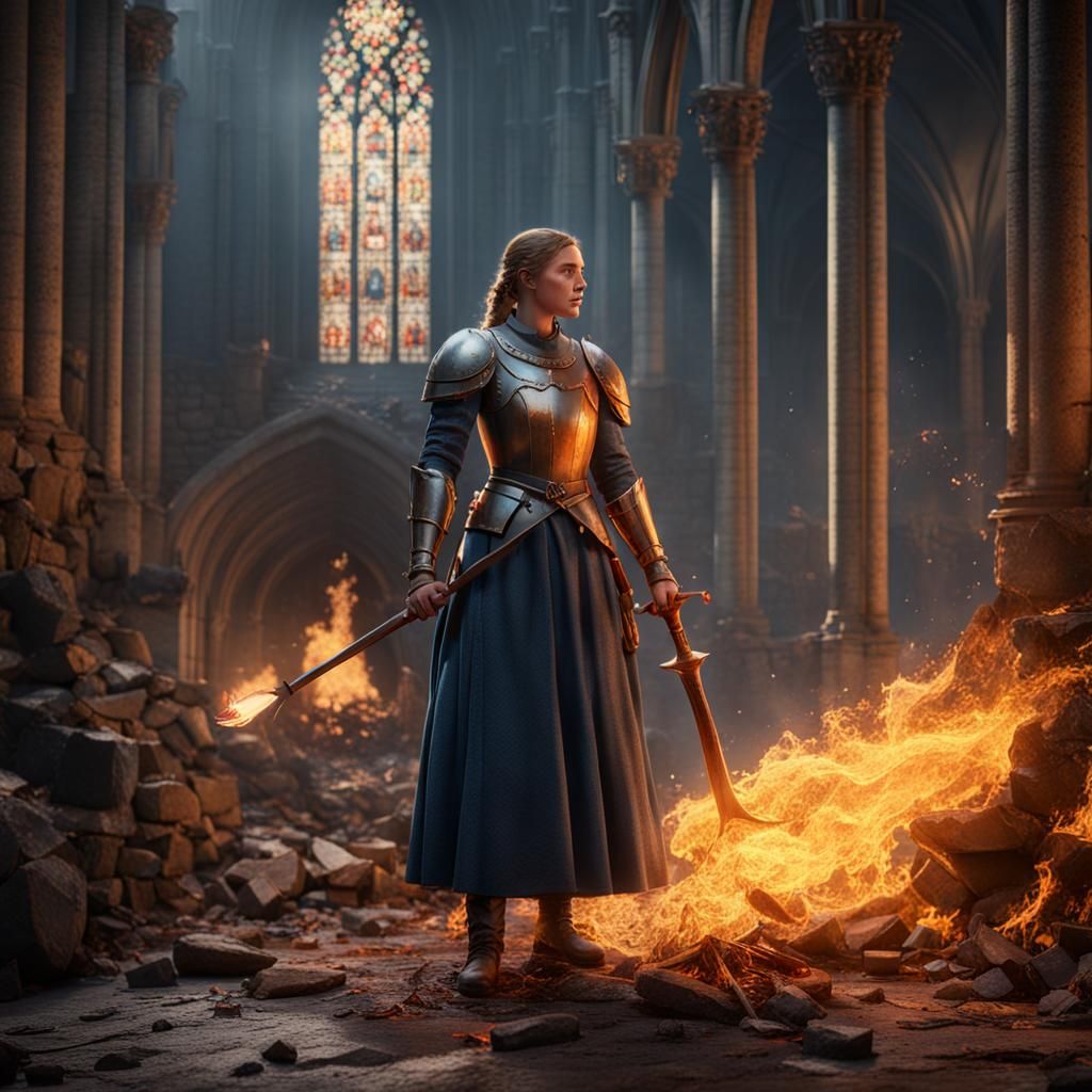 Joan of Arc: Detailed Matte Painting in Deep Color