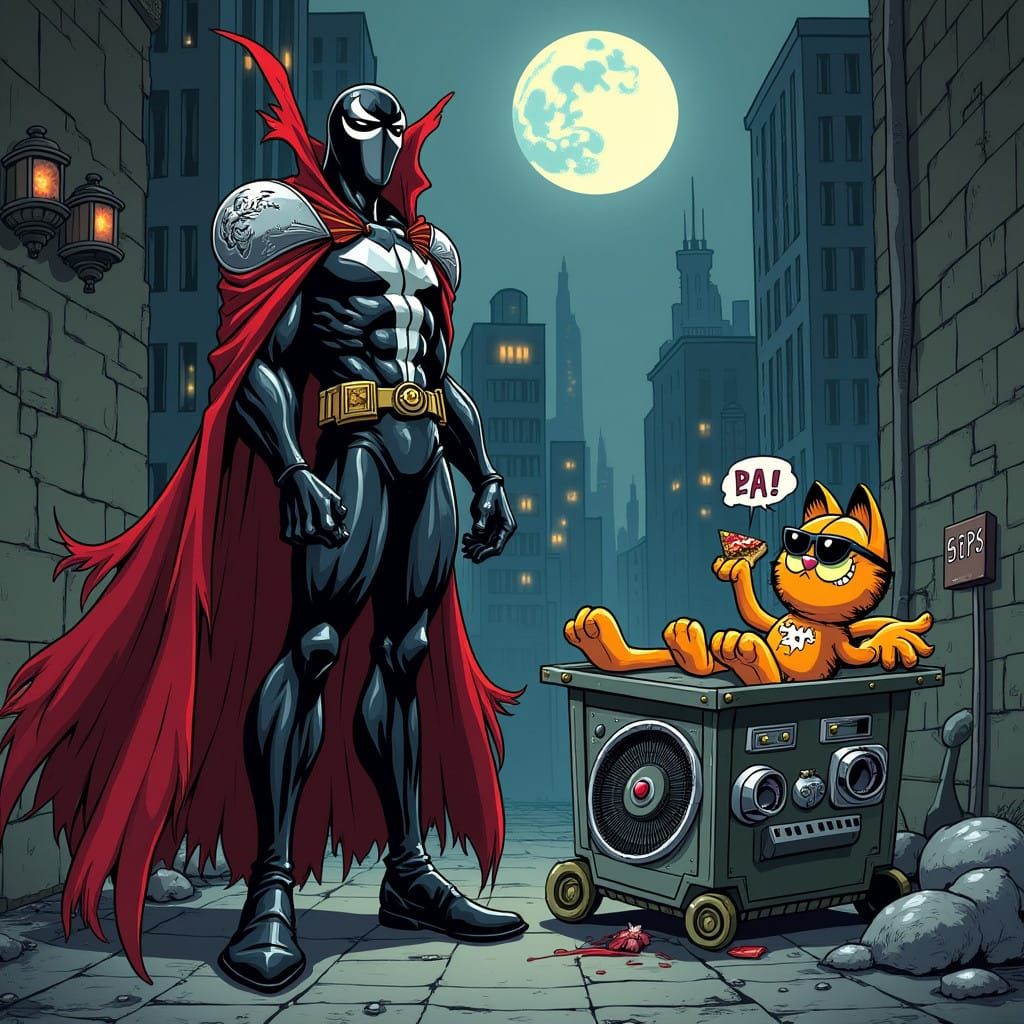 Dark Comic Book Scene in Spawn's Style