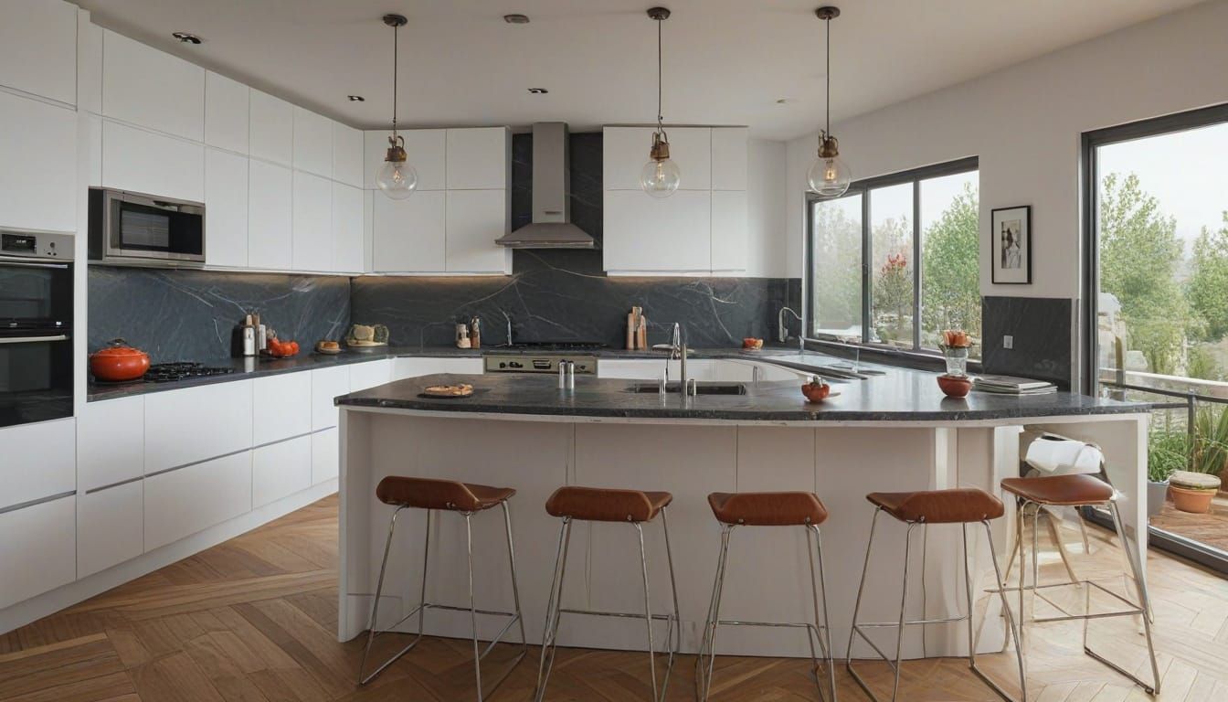 Modern Kitchen in Comic Book Style