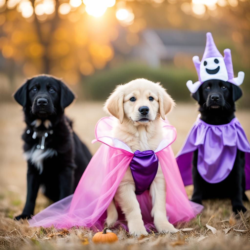 Puppies Wearing Halloween Costumes: Dog Photography