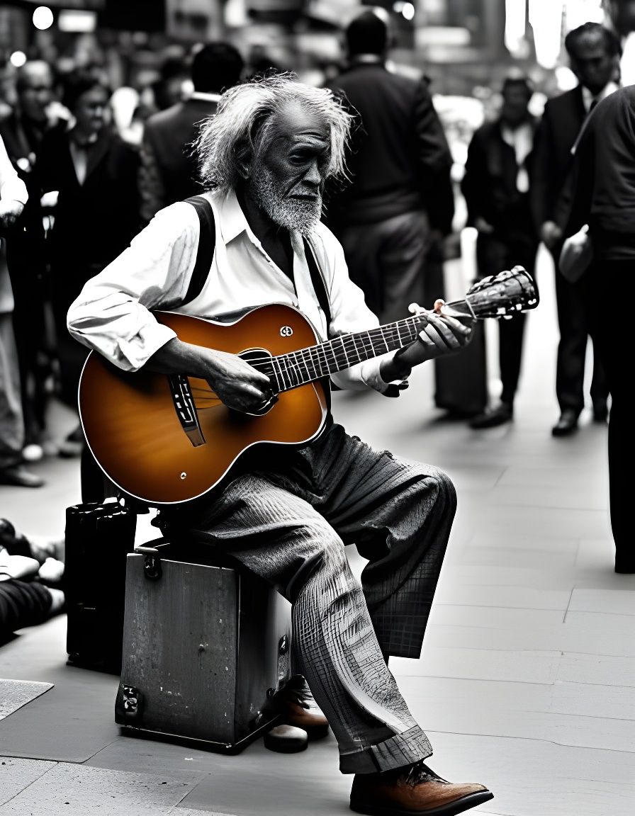 Times Square Guitarist: Realistic Street Scene
