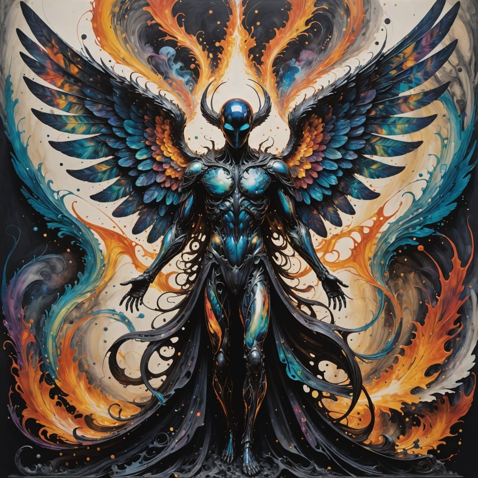 Ascension Through the Void: A Marbled Ink Dream