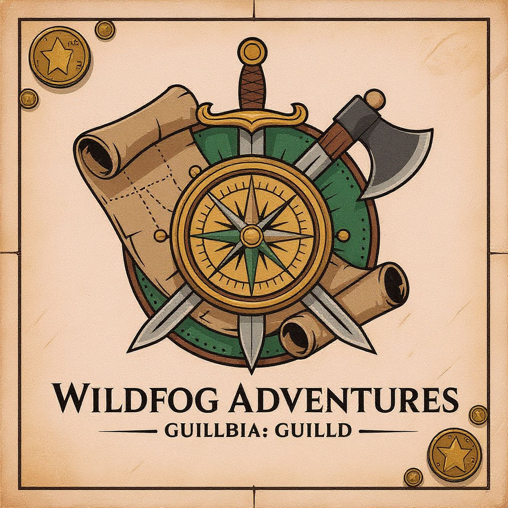 Wildfog Adventures Guild Emblem with Map and Tools