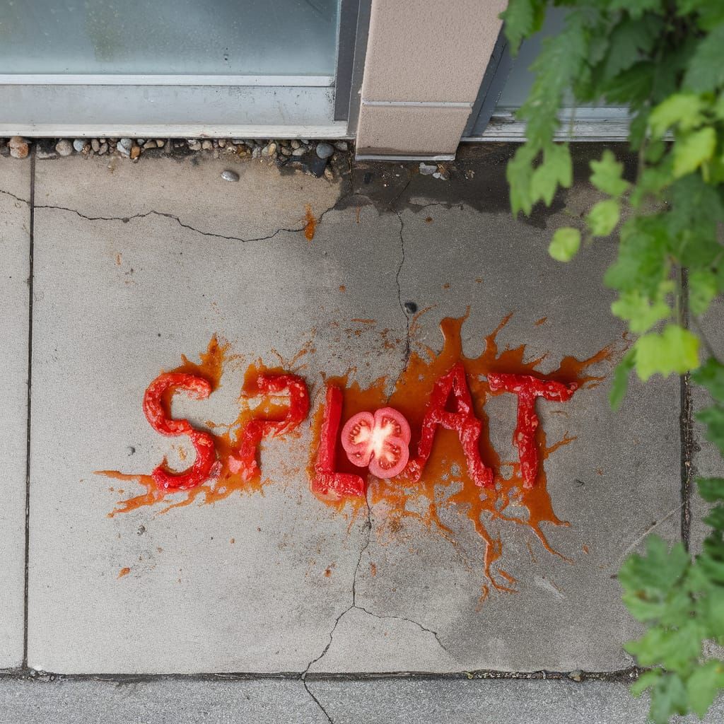 Tomato Splat on Sidewalk Photo