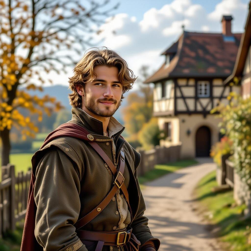 Medieval Man on Path in Dürer Style