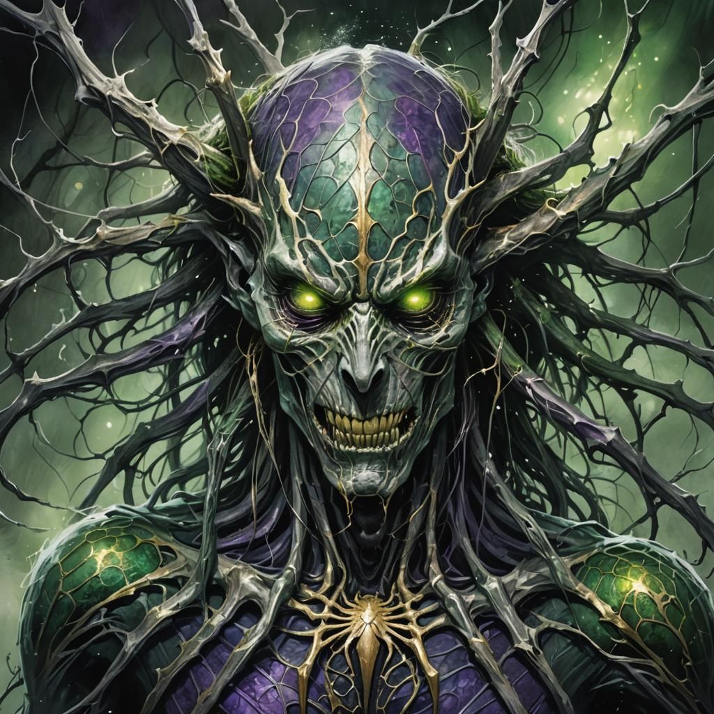 Eldritch Mirkwood Spider Portrait in Dark Fantasy Style
