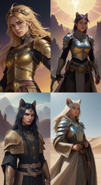 Desert Cat Warrior Cleric in Light Armor