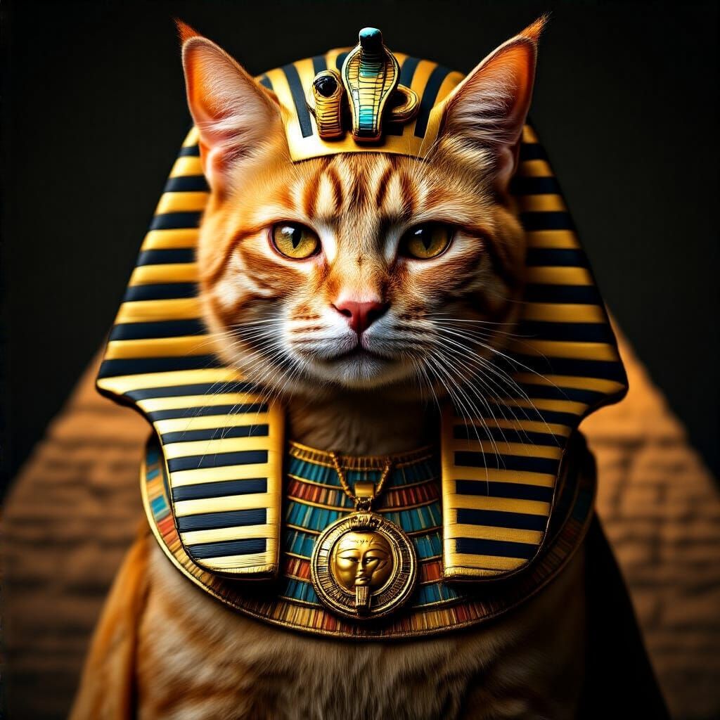 Pharaoh Cat Portrait: Realistic Egyptian Style