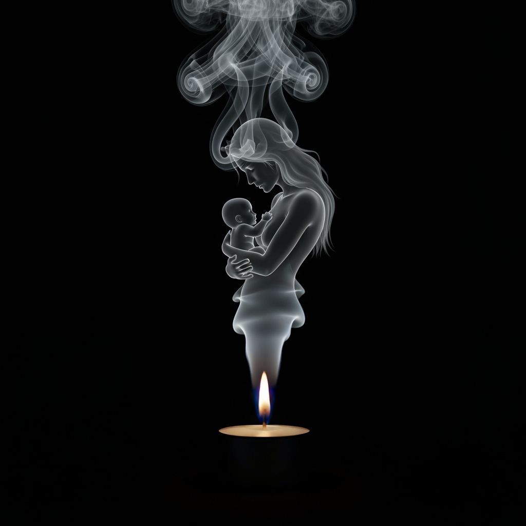 Candle Flame Transforms into Mother and Baby