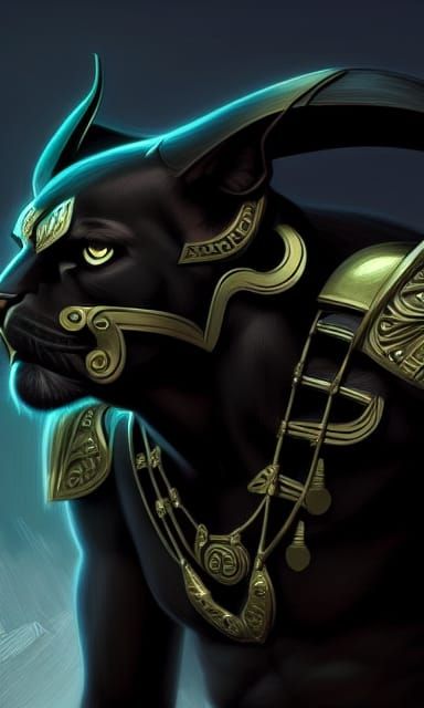 Panther Elf Warrior in Art-Deco Armor