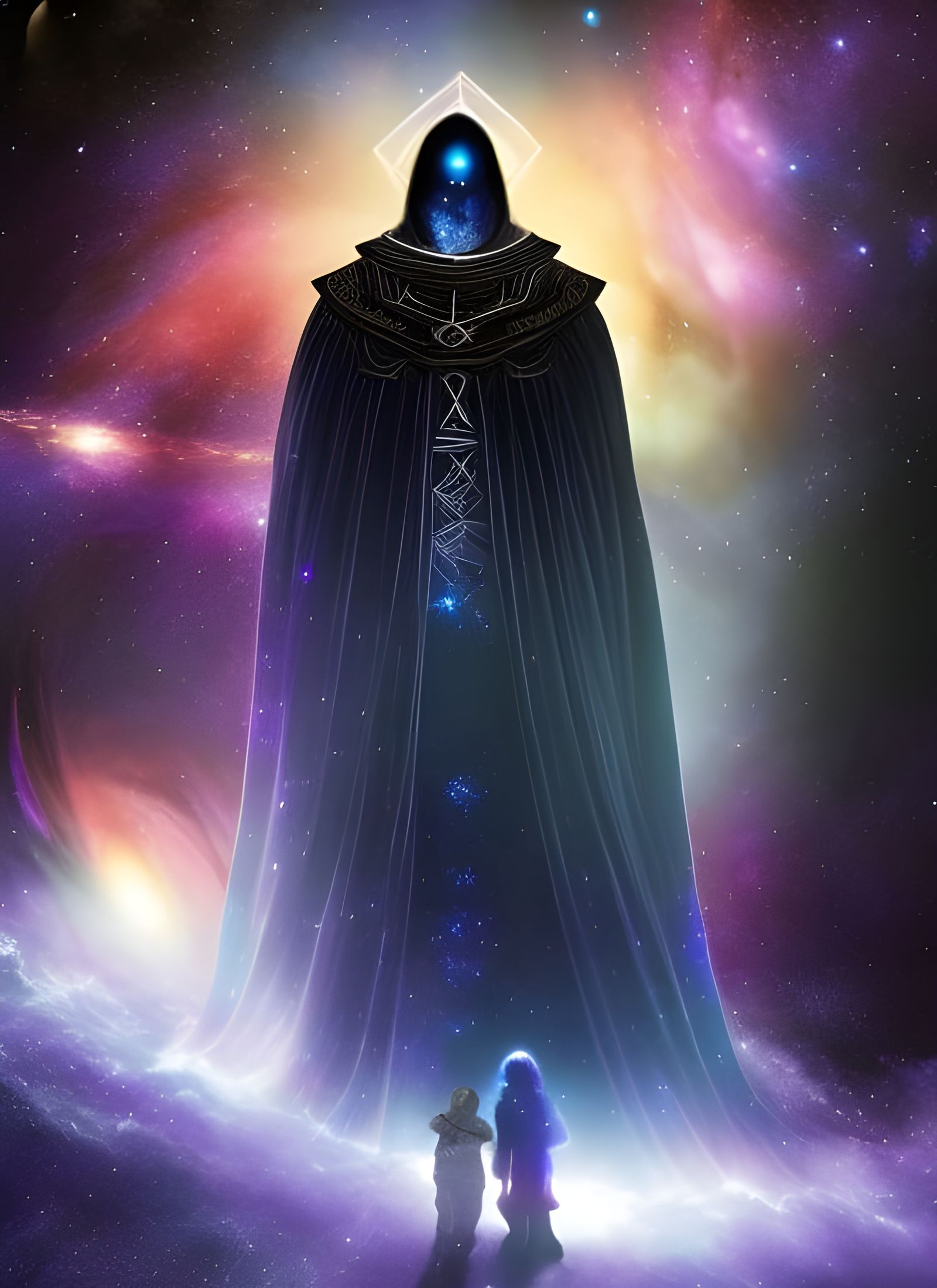 Epic Starchild Mage with Universe Tattoos