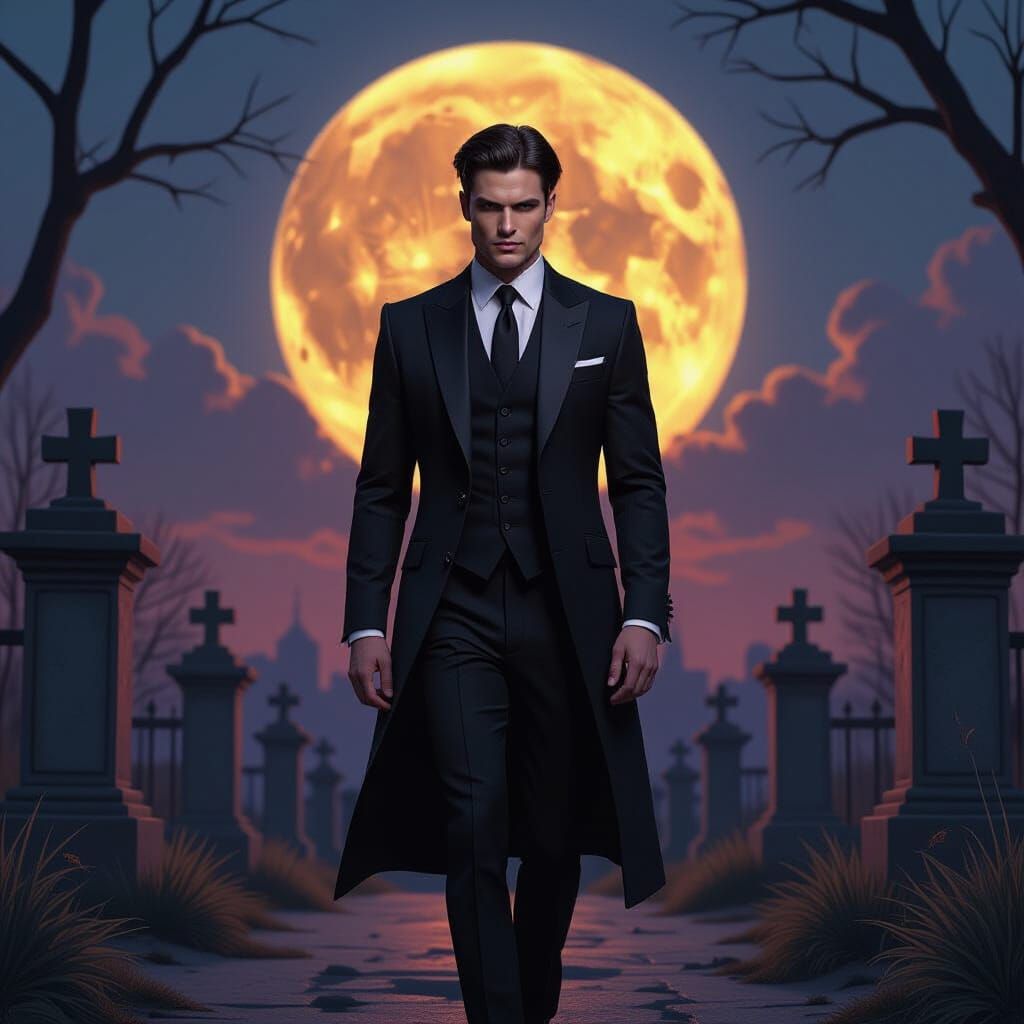 Elijah Mikaelson in Cemetery: Dark Fantasy Concept Art
