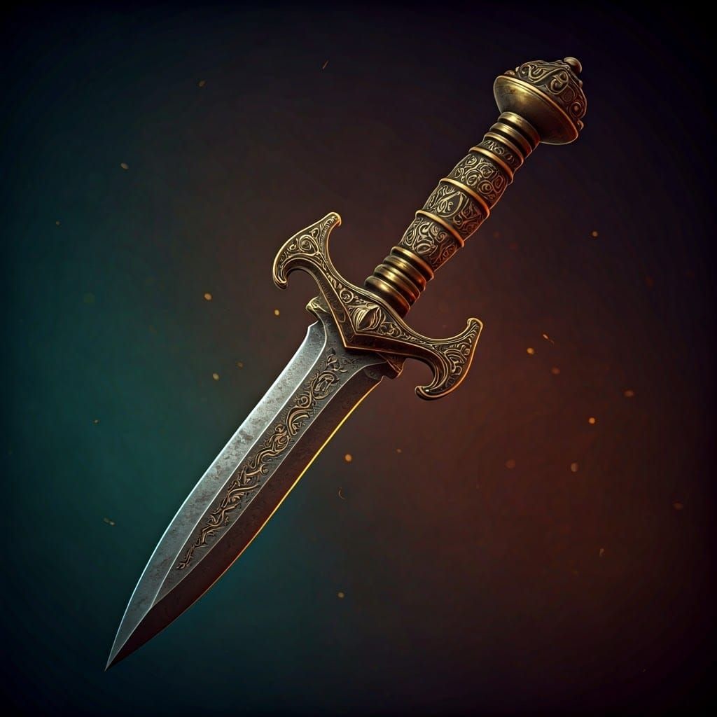 Clockwork Dagger in Eerie, High-Contrast Landscape