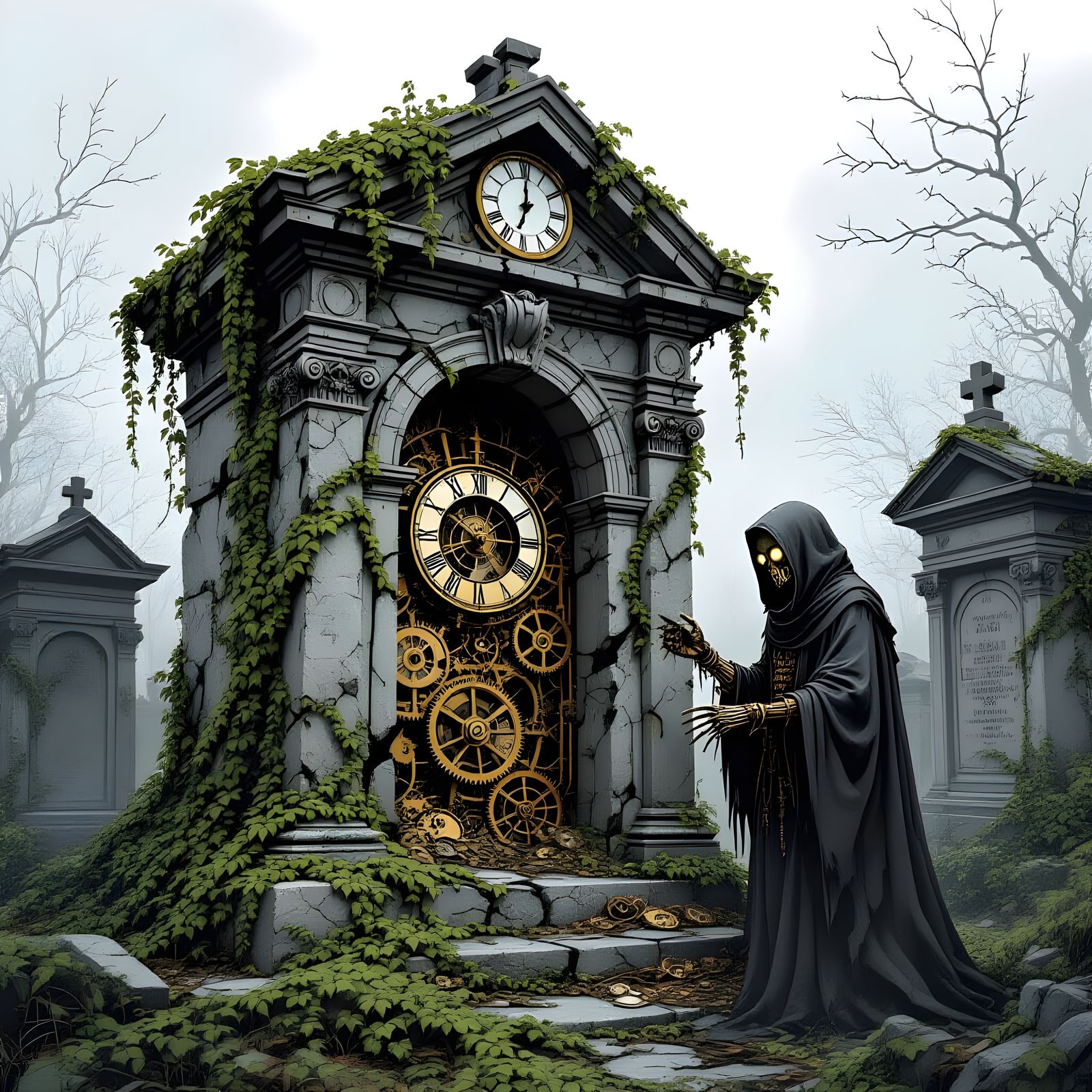 Spectral Clockmaker in Desolate Mausoleum