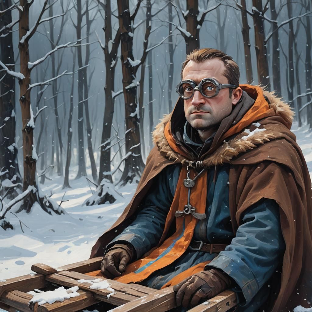 Minion as Bran Stark in Winter Landscape