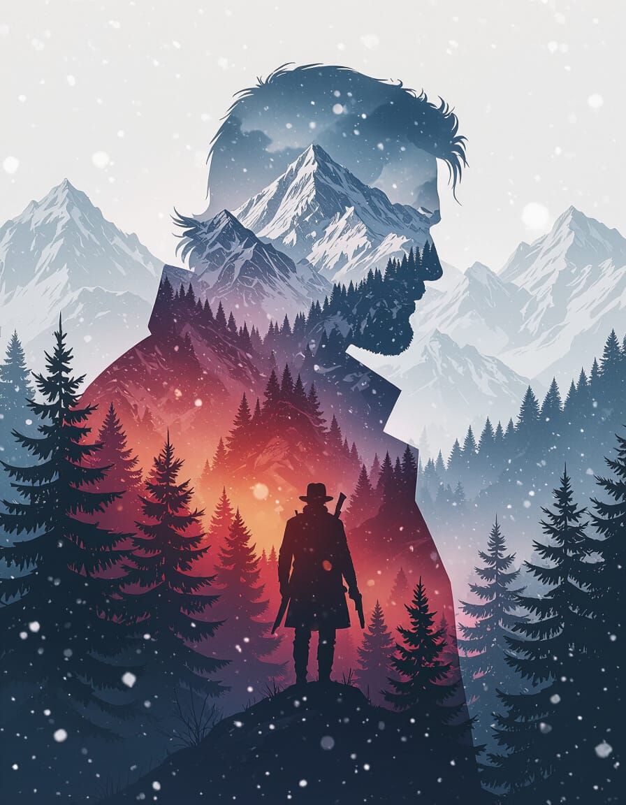 Arthur Morgan Double Exposure Winter Landscape